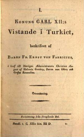 Handlingar hörande till Konung Carl XII:s Historia, 3