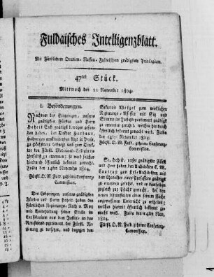 47tes Stück, Ausgabe vom 21. November 1804