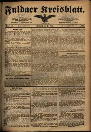 Ausgabe vom Mittwoch, den 21. Juni 1905.