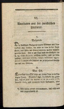 VI. Anecdoten aus der juristischen Literatur.