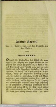 Fünftes Kapitel. Von der Construction und den Dimensionen der Oefen
