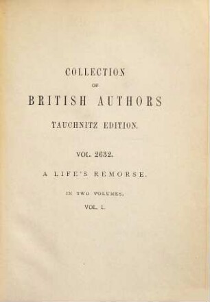 A life's remorse : a novel, 1