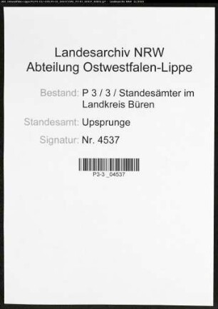 Sterberegister Standesamt Upsprunge