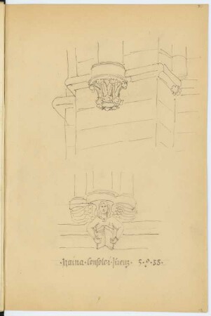 Zisterzienserkloster, Haina: Ansichten Konsolen im Kreuzgang (aus: Skizzen- und Fotoalbum 2)