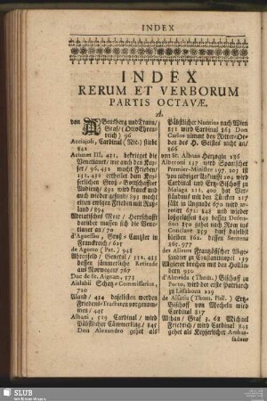 Index Rerum Et Verborum Partis Octavae