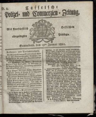Nr. 4, Sonnabend den 13ten Januar. 1821