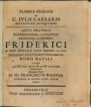 Flores sparsi ad C. Iul. Caesaris Britanniam antiquiorem