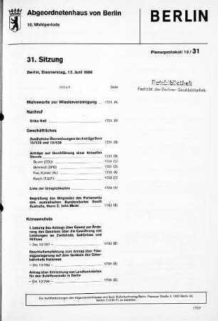 Nr. 31, 12. Juni 1986