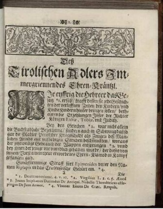 Deß Tirolischen Adlers Immergriennendes Ehren-Kränzl.