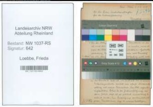 Entnazifizierung Frieda Loebbe , geb. 25.11.1899 (Lehrerin)