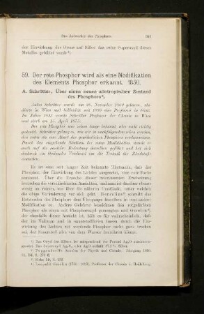 59. Der rote Phosphor wird als eine Medifikation des Elements Phosphor erkannt. 1850.