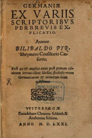 Germaniae ex variis scriptoribus perbrevis explicatio