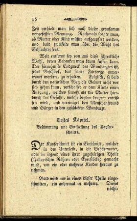 Erstes Kapitel. Bestimmung und Eintheilung des Kayserschnitts.