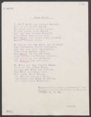 Liedbeleg: Jagd Lied