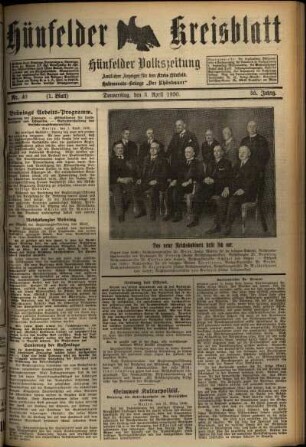 Erste Ausgabe vom Donnerstag, den 03. April 1930.