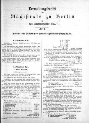 No. 6. Bericht der Städtischen Grundeigentums-Deputation