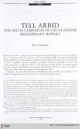 13: Tell Arbid : the sixth campaign of excavations preliminary report