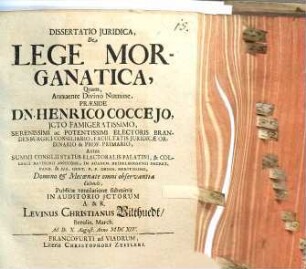 Dissertatio Iuridica, De Lege Morganatica