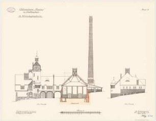 Offiziersheim Taunus, Falkenstein Wirtschaftsgebäude: Aufriss Ostansicht, Querschnitt 1:100