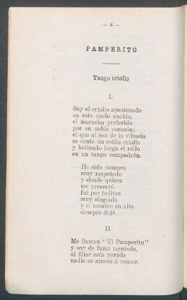 Pamperito : Tango criollo