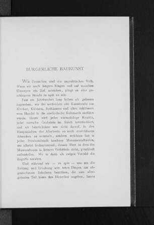 Bürgerliche Baukunst