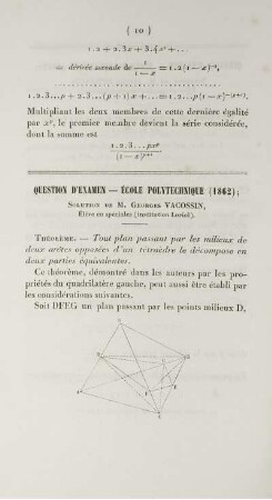 Question d'examen - École Polytechnique (1862).