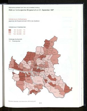 Veränderung der Wahlbeteiligung gegenüber der Bürgerschaftswahl 1993 in den Stadtteilen