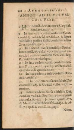 Annot. Ad II. Volum. Cons. Paris.