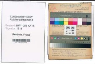 Entnazifizierung Franz Rehbein , geb. 04.10.1900 (Sparkassenangestellter)