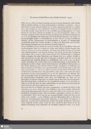Zu einem Selbstbildnis von Renée Sintenis. 1945