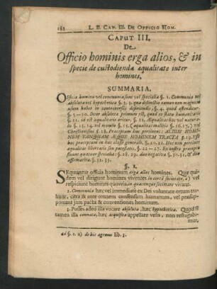 Caput III. De Officio hominis erga alios, & in specie de custodienda aequalitate inter homines.