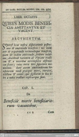 Liber Octavus Quibus Modis Benficia Amittantur Et Vacent