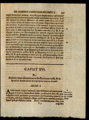 Caput XVI. De Prohibitione alienationis respectu rerum facta, & in specie de fundo dotali & re propter nuptias donata.