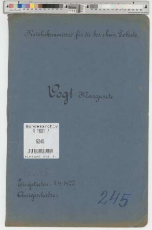 Vogt, Margarete, geb. 29.11.1897, Stenotypisten