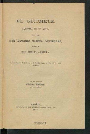El grumete : zarzuela en un acto
