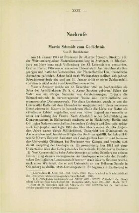 Martin Schmidt zum Gedächtnis