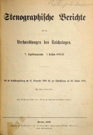 Verhandlungen des Reichstages. Stenographische Berichte. 66. 1881/82