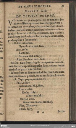 Curatio XII. De Capitis Dolore