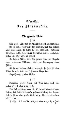 Erster Theil. Zur Planimetrie.
