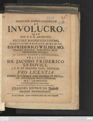 Dissertatio Juridica Inauguralis De Involucro