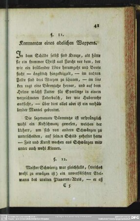 §. 11. Kommentar eines adelichen Wappens