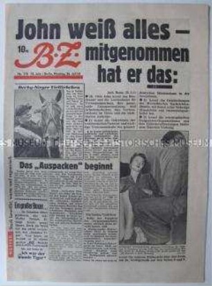 West-Berliner Tageszeitung "BZ" zur Flucht des Chefs des bundesdeutschen Verfassungsschutzes John in die DDR