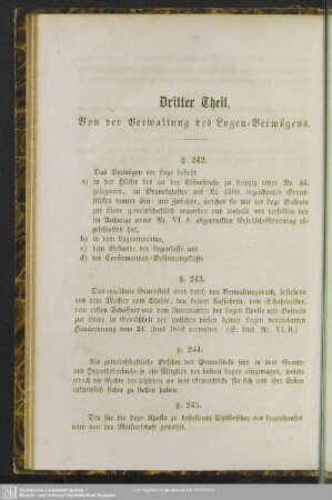 Dritter Theil. Von der Verwaltung des Logen-Vermögens