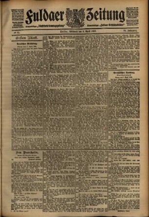 Erste Ausgabe vom Mittwoch, den 08. April 1908.