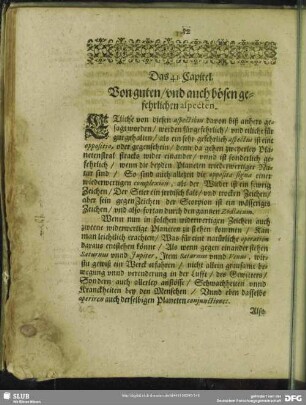 Das 41. Capitel. Von guten, und auch bösen gefehrlichen aspecten