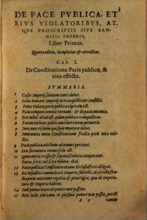 De Pace Pvblica, Et Eivs Violatoribvs, Atqve Proscriptis Sive Bannitis Imperii, Libri Dvo : De Pignorationibus Liber Vnus. De Manuum Iniectionibus, Impedimentis, siue Arrestis Imperij, Tractatus singularis