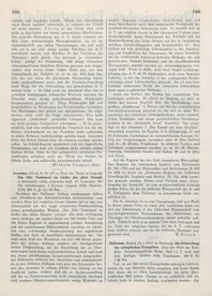196-197 [Rezension] Bultmann, Rudolf, Die Erforschung der synoptischen Evangelien