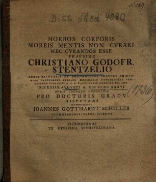 Morbos Corporis Morbis Mentis Non Cvrari Nec Cvrandos Esse