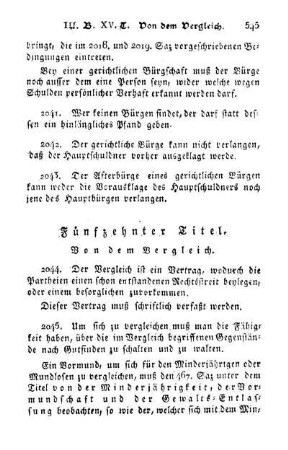 Fünfzehnter Titel. Von dem Vergleich.