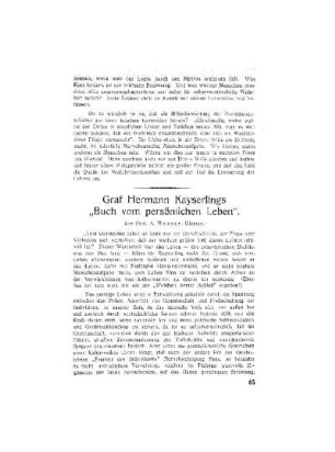 Graf Hermann Kayserlings "Buch vom persönlichen Leben"